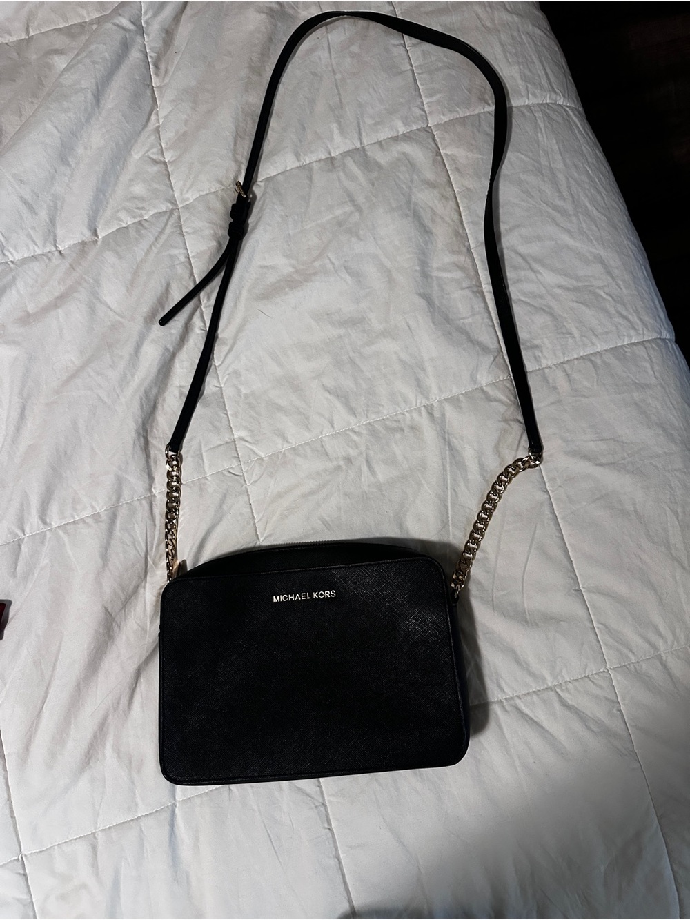 Michael Kors Black Crossbody with Gold Chain Strap